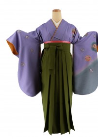 卒業式袴レンタルNo.607[シンプル]紫×グレーグラデ・毬桜